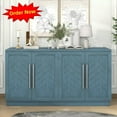 thumbnail image 1 of Tcbosik 60.1" Large Buffet Sideboard with 4 Doors, Kitchen Cupboard with Adjustable Shelves, Coffee Bar Cabinet, Storage Cabinet for Dining Room, Living Room, Antique Blue, 1 of 9