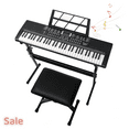 thumbnail image 1 of Tcbosik 61 Key Keyboard Piano for Beginners with Stand and Bench, Built-In Speakers, Headphone, Microphone, Music Rest, LED Screen and 3 Teaching Modes, Black, 1 of 11