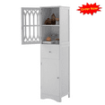 thumbnail image 1 of Tcbosik 63.8" Tall Bathroom Cabinet with Acrylic Door, Freestanding Storage Cabinet with Adjustable Shelf and Drawer, Floor Narrow Kitchen Cupboard for Living Room, Dining Room, White, 1 of 10
