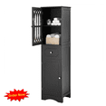 thumbnail image 1 of Tcbosik 63.8 inch Freestanding Bathroom Storage Cabinet, Tall Slim Floor Cabinet with Drawer, Acrylic Door and Adjustable Shelf for Living Room, Kitchen, Black, 1 of 10