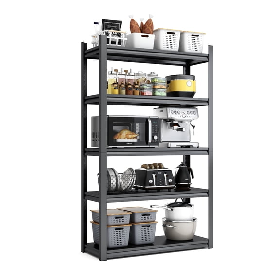 Tcbosik 63"H Storage Shelves, 2000lbs Heavy Duty Garage Shelving Unit, Utility Metal Rack for Warehouse, Basement, Black