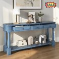 thumbnail image 1 of Tcbosik 63 Inch Long Console Table, Behind Couch Table with Open Shelf and 3 Storage Drawers, Narrow Foyer Table for Entryway, Hallway, Living Room, Navy, 1 of 11