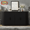 thumbnail image 1 of Tcbosik 63" Sideboard Buffet Cabinet with Storage, Kitchen Storage Cabinet with Adjustable Shelves & 4 Doors, Coffee Bar Cabinet for Dining Room, Living Room, Black, 1 of 11