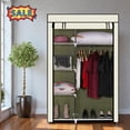 thumbnail image 1 of Tcbosik 64"H Clothes Rack with Cover, Portable Closet with Side Pocket, Heavy Duty Garment Rack with Hanging Rod and Storage Shelves, Freestanding Clothing Organizer for Bedroom, Beige, 1 of 7