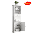 thumbnail image 1 of Tcbosik 68.3" Tall Cabinet with Door and 3 Drawers, Slim Storage Cabinet with Adjustable Shelves, Modern Pantry Cabinet, Kitchen Cabinet for Bathroom, Living Room, White, 1 of 10