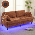 thumbnail image 1 of Tcbosik 68.9 inch Loveseat Sofa with USB Charging Port & LED Lights, Chenille Couch with Side Pocket for Small Space, Living Room, Bedroom, Orange, 1 of 11
