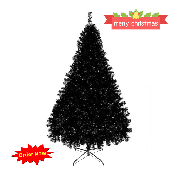 Tcbosik 6ft Artificial Christmas Tree with 1600 PVC Branch Tips, Holiday Xmas Tree with Metal Stand for Home Office, Easy Assembly, Black