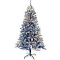 thumbnail image 1 of Tcbosik 6ft Pre-Lit Hinged Christmas Tree with 300 LED Lights, Pre-Lit Fir Xmas Tree with 750 Branch Tips & Metal Stand for Home Office Decoration, Blue, 1 of 9