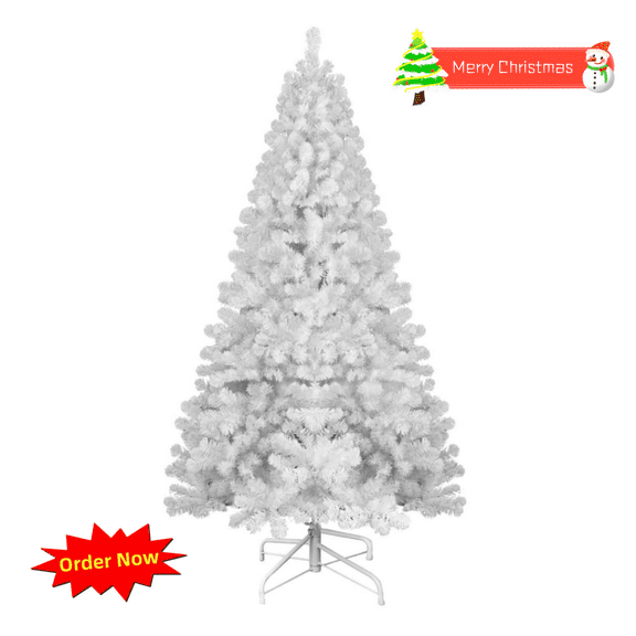 Tcbosik 6ft Unlit Hinged Christmas Tree with 760 Branch Tips for Home, Holiday Party Decoration, Easy Assembly, White