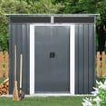 thumbnail image 1 of Tcbosik 6x5ft Outdoor Storage Shed with Window, Metal Lockable Garden Shed for Backyard, Garden, Patio, Lawn, Black & White, 1 of 8