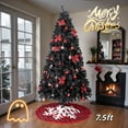 thumbnail image 1 of Tcbosik 7.5ft Prelit Christmas Tree with Remote Control, 350 Warm White Lights and 1200 Branch Tips, Artificial Hinged Xmas Tree with Tree Skirt and Ornaments, Includes Metal Stand, Black, 1 of 10