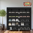 thumbnail image 1 of Tcbosik 7-Tier Shoe Rack with Non-Woven Fabric Cover, Portable Shoe Storage Organizer for Hallway, Entryway, Easy Assembly, Black, 1 of 9