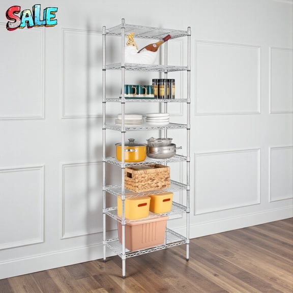 Tcbosik 70.87"H 8-Tier Chrome Wire Shelving Unit, Convertible to Two 4-Tier Units, 800lbs Weight Capacity Heavy-Duty Storage Rack for Garage/Kitchen/Pantry/Basement
