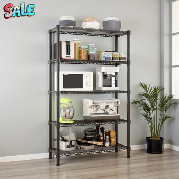 Tcbosik 70.87" Tall 5-Tier Storage Shelf - NSF Certified for Safety, Great for Heavy Duty Storage in Basement or Warehouse (Black)