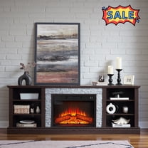 Tcbosik 70 inch Fireplace TV Stand for Living Room, Entertainment Center with Adjustable Shelves, Media Console for TVs up to 75 inch, Cherry