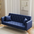 thumbnail image 1 of Tcbosik 71" Convertible Velvet Sofa Bed, Couch with Adjustable Backrest, Modern Loveseat Sleeper for Home Office, Living Room, Blue, 1 of 7