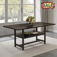 thumbnail image 1 of Tcbosik 71 Inch Rectangle Dining Table, 3-Tier Kitchen Table with Open Shelf, Modern Accent Table with Metal Frame for Living Room, Black, 1 of 10