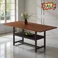 thumbnail image 1 of Tcbosik 71" Long Dining Table with Open Shelf, Modern Kitchen Table with Metal Frame, Easy Assembly, Walnut, 1 of 10