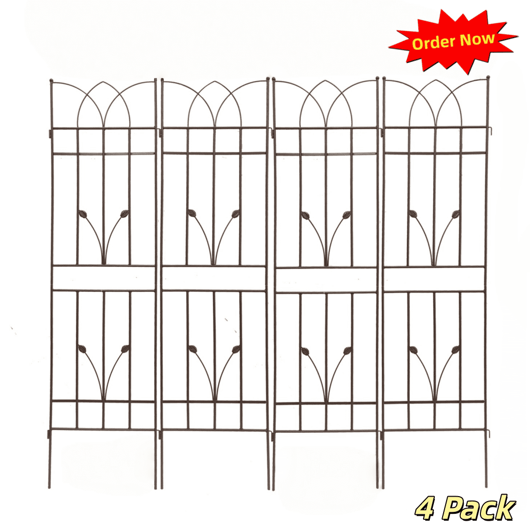 Tcbosik 71" x 17.7" Garden Trellis Set of 4, Decorative Outdoor Trellis for Fruits Vegetable Flowers, Brown