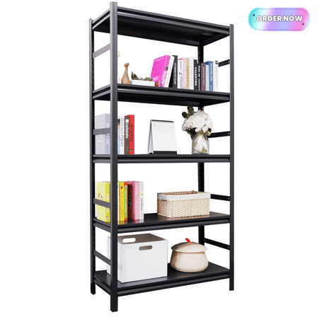 Tcbosik 72"H Adjustable Storage Shelves, 2000 lbs Heavy Duty Shelving Unit, 5-Tier Utility Rack Shelf for Warehouse, Basement, Supermarket, Garage, Black