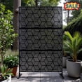 thumbnail image 1 of Tcbosik 76"H x 48"W Metal Outdoor Privacy Screen Freestanding, Outside Screen Decorative Fence for Patio, Lawn, Deck, Backyard, Black, 1 of 8