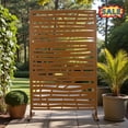 thumbnail image 1 of Tcbosik 76"H x 48"W Metal Privacy Screen Outdoor, Freestanding Decorative Portable Divider Privacy Fence for Balcony Garden Lawn Deck, Brown, 1 of 8