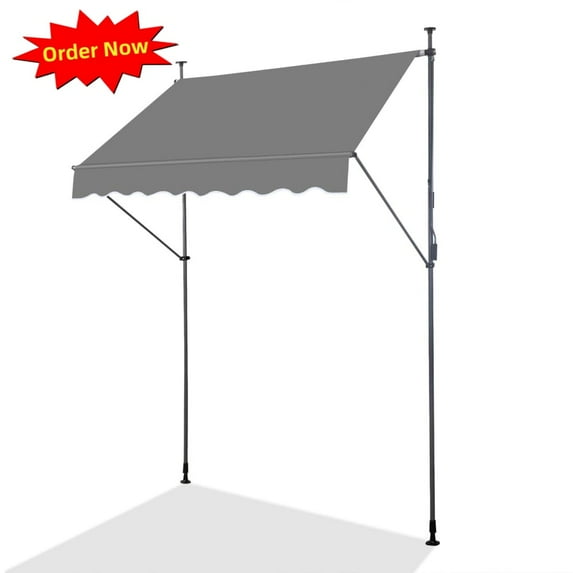 Tcbosik 78.7" x 47.2" Manual Retractable Awning with Crank Handle, 78.7" -118.1" Height Adjustable Sun Shade, Water Resistant Sunshelter for Backyard, Garden, Patio, Deck, Grey