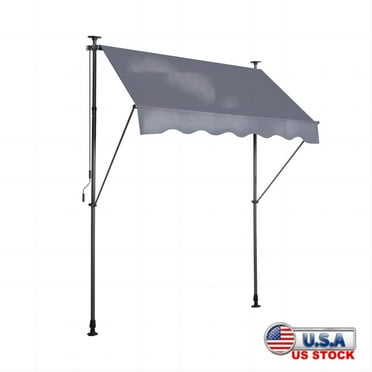 Tcbosik Manual Retractable Awning, 79" x 47" Outdoor Sunshade Shelter with Manual Crank Handle for Backyard, Garden, Balcony, Gray