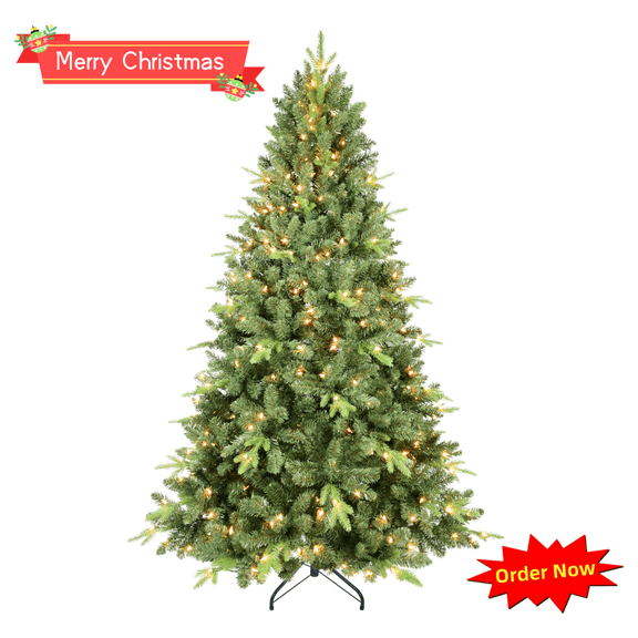 Tcbosik 7ft Pre-Lit Artificial Christmas Tree for Home, Office, Holiday Decoration with 450 Lights and 1875 Branch Tips, Easy Assembly, Green