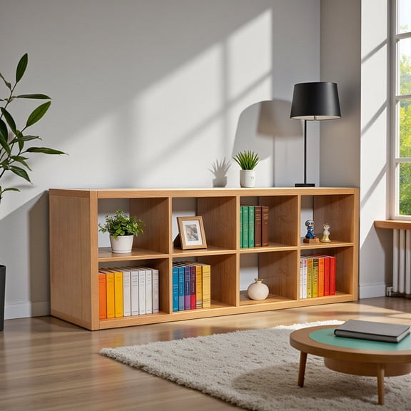 Tcbosik 8-Cube Storage Organizer, Multifunctional Open Bookcase, Modern Vertical or Horizontal Display Shelf Unit for Living Room, Bedroom, Home Office, Walnut