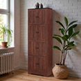 thumbnail image 1 of Tcbosik 8-Door Tall Cabinet with 4 Individual Storage Compartments, 72.4"H Modern MDF Storage Tower for Small Apartments, Kitchens, Garages & Bathrooms, Walnut, 1 of 9