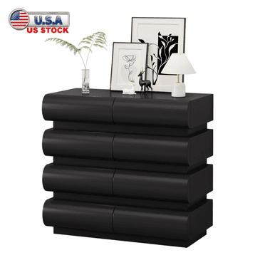 Tcbosik 8 Drawers Double Dresser for Bedroom, Modern Chest of Drawers for Living Room, Easy Assembly, Black