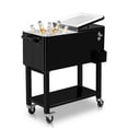 thumbnail image 1 of Tcbosik 80QT Cooler Cart with Bottle Opener and Drainage, Portable Patio Cooler on Wheels, Outdoor Beverage Cart Ice Chest Cart with Detachable Feet for Patio Party BBQ Beach Activities, Black, 1 of 10