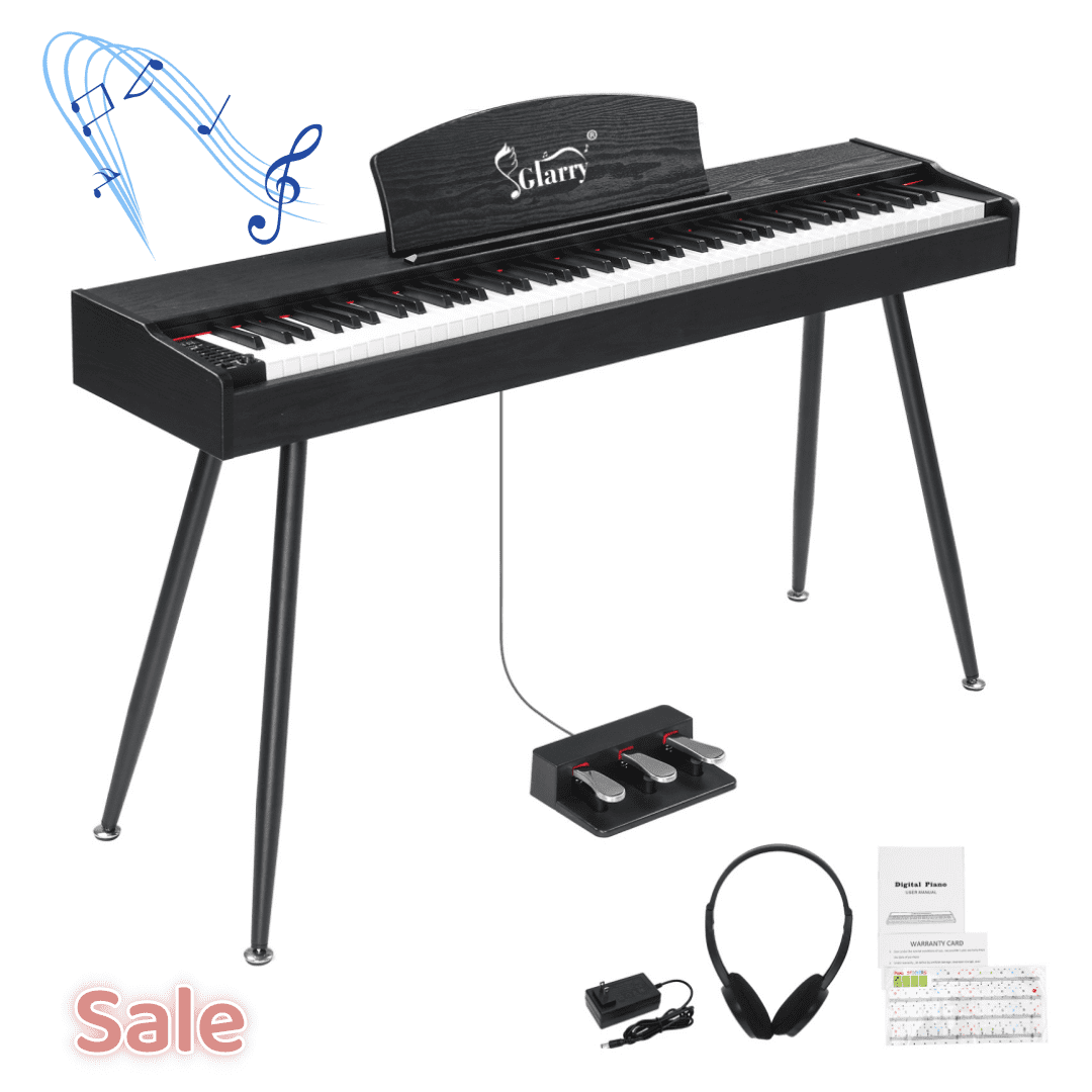 Tcbosik 88 Key Full Weighted Keyboard with Metal Stand and Headphone, Digital Piano with Triple Pedals and Power Adapter for Beginners to Professionals, Black