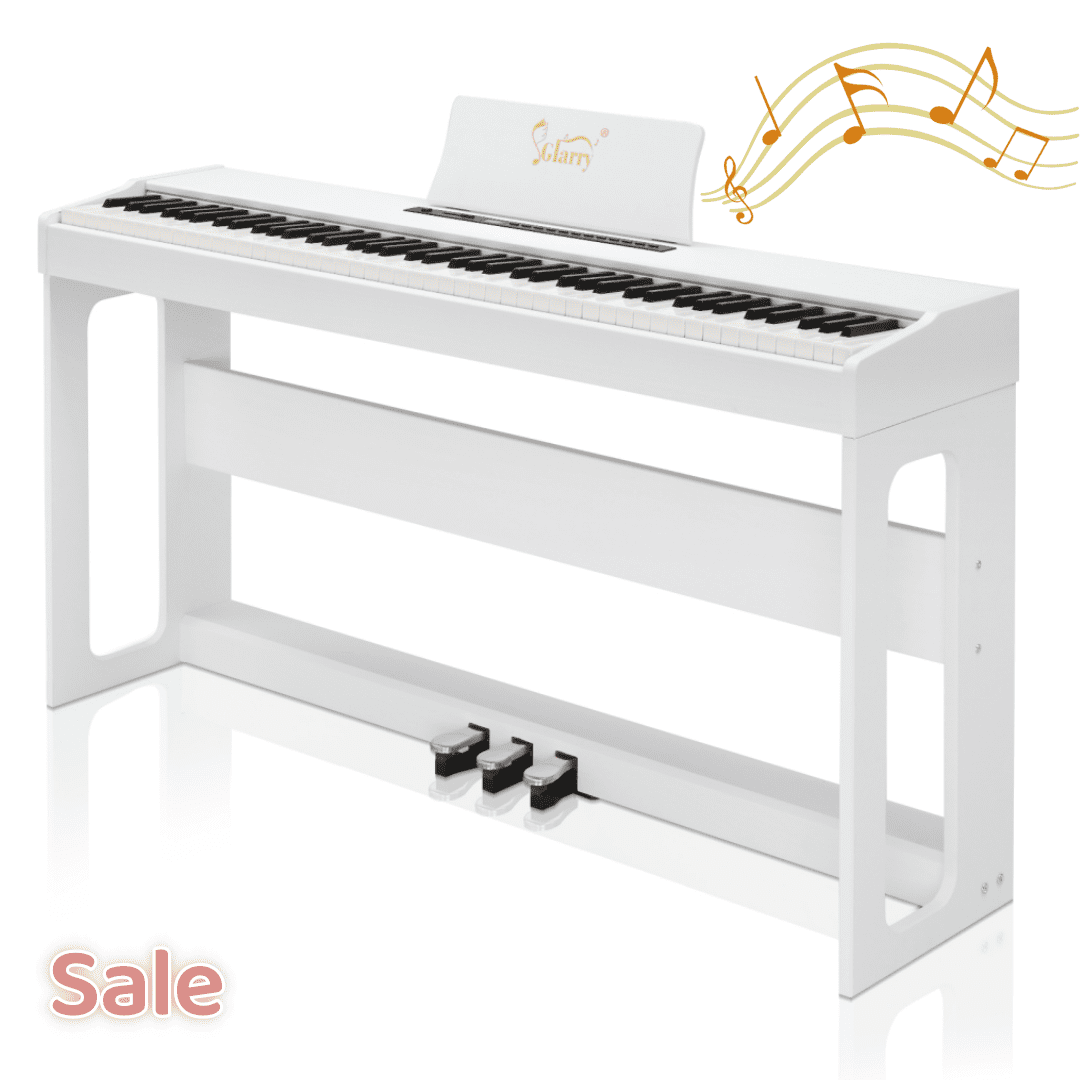 Tcbosik 88 Key Full-Weighted Keyboard with Furniture Stand and Headphone, Portable Piano with Power Adapter and Triple Pedals, White