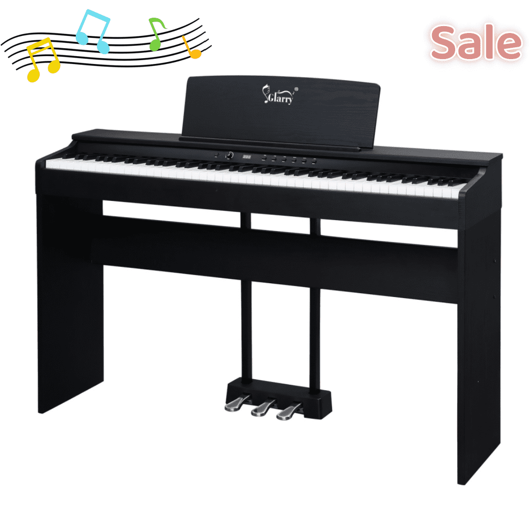 Tcbosik 88 Keys Full Weighted Keyboard with Furniture Stand and Headphone, Digital Piano with Triple Pedals for All Experience Levels, Black