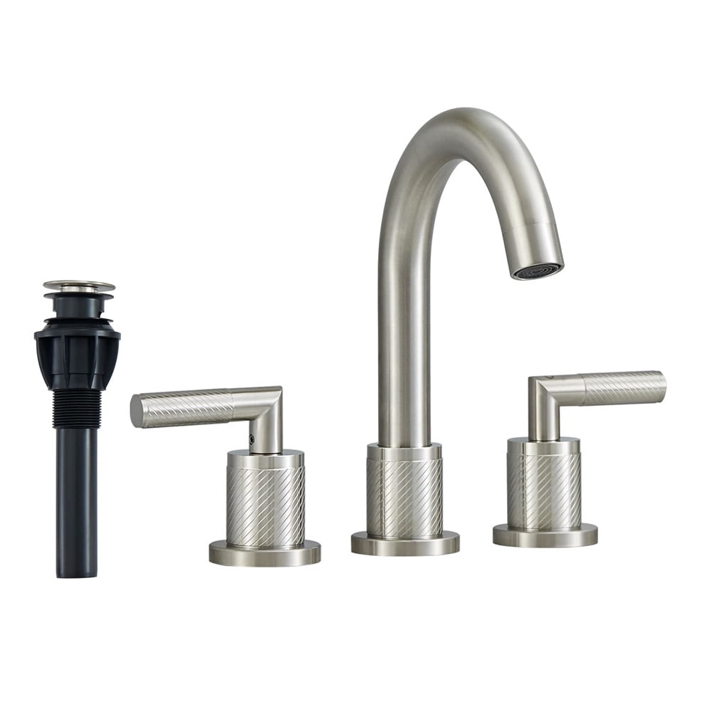 Tcbosik 8inch Bathroom Faucet, 2 Handle Sink Faucet, 3 Hole 360° Swivel Spout Modern Sink Basin Faucet for Lavatory Washroom, Brushed Nickel