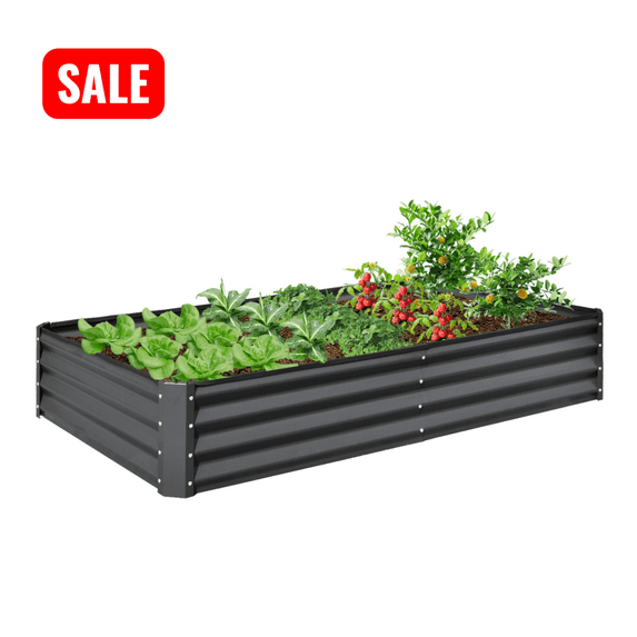 Tcbosik 8x4x1ft Galvanized Raised Garden Bed, Outdoor Planter Box, Metal Planting Bed for Vegetables Flowers Herb, Gray