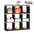 thumbnail image 1 of Tcbosik 9 Cube Storage Organizer, Portable Bookcase with Metal Frame, Modular Clothes Shelves for Garment, Closet, Wardrobe, Living Room, Black, 1 of 9