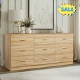 thumbnail image 1 of Tcbosik 9 Drawer Dresser for Bedroom, 63" Large Chest of Drawers for Living Room, Hallway, Entryway, Natural, 1 of 7