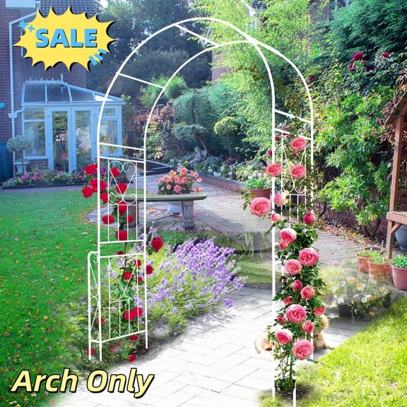 Tcbosik 94.5"H Garden Arch Arbor, Metal Trellis for Climbing Vines, Outdoor Archway for Wedding, Party, Cream White