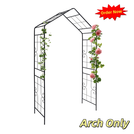 Tcbosik 94.5"H Garden Arch for Climbing Plants Outdoor, Arbor for Wedding Bridal Party Decoration, Metal Archway for Patio, Lawn, Backyard, Black