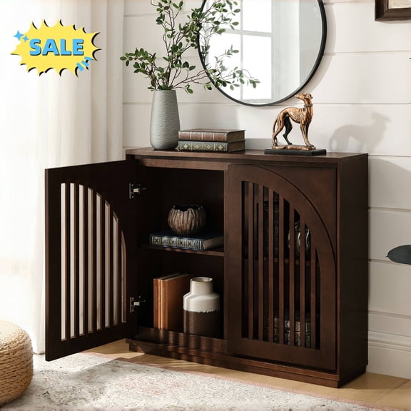 Tcbosik Accent Cabinet with Door, Buffet Sideboard with Storage, 39" Coffee Bar Cabinet for Living Room, Kitchen, Hallway, Easy Assembly, Dark Walnut