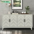 thumbnail image 1 of Tcbosik Accent Storage Cabinet with 4 Doors, Freestanding Kitchen Cupboard, Buffet Sideboard with Adjustable Shelves, Console Table for Hallway Entryway Dining Room Living Room, Champagne & Silver, 1 of 11