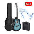 thumbnail image 1 of Tcbosik Acoustic Electric Guitar with 15W Amplifier, Guitar Beginner Kit with Bag, Strap, Picks, Tuner, Capo, Wrench Tool and Connecting Line, Rubbed Blue, 1 of 6