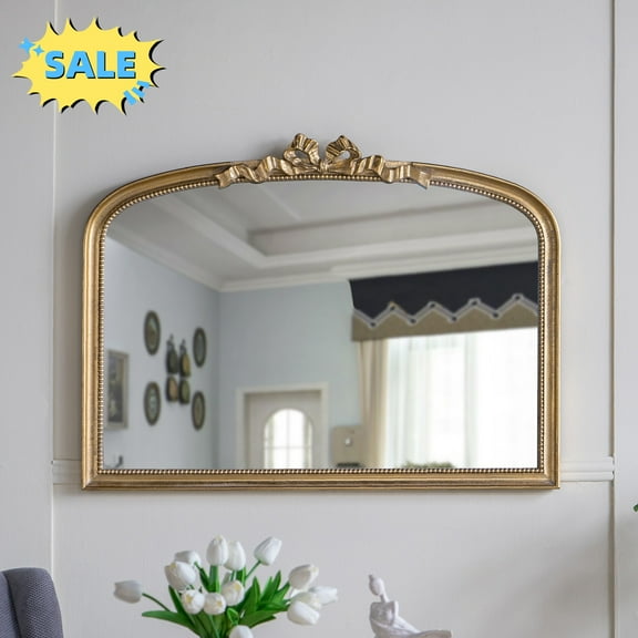 Tcbosik Arch Mirror, 40.2" x 29.9" Wall Mounted Mirror for Bedroom, Entryway, Living Room, Gold