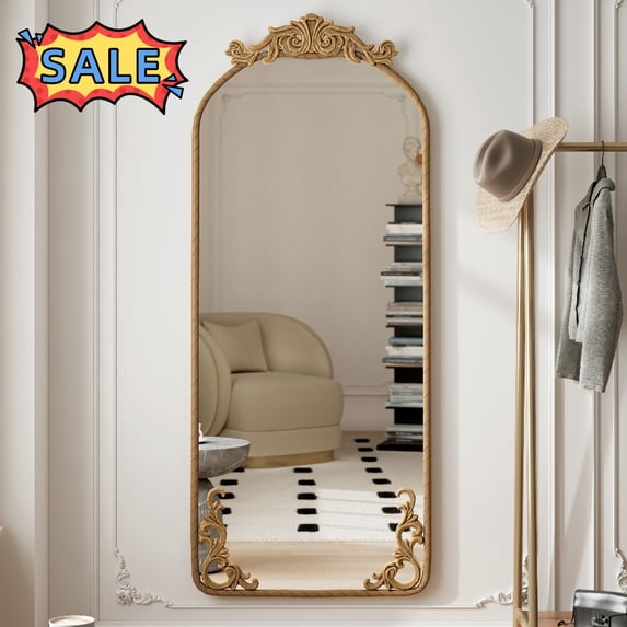 Tcbosik Arched Full Length Mirror Wall Mounted - 58" x 24" Full Body Mirror with Metal Frame for Cloak Room, Bedroom, Living Room, Bronze