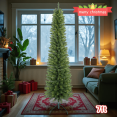 thumbnail image 1 of Tcbosik Artificial Unlit Pencil Christmas Tree with 469 Tips, 7ft Slim Xmas Tree with Metal Stand for Indoor Holiday Decoration, Green, 1 of 9