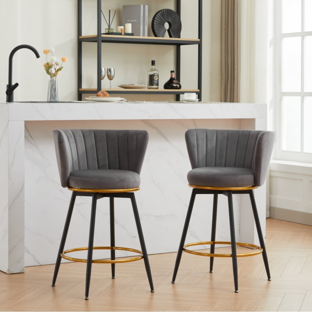 Tcbosik Bar Stools Set of 2, Swivel Counter Height with Back, 26"H ...