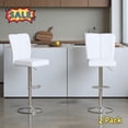 thumbnail image 1 of Tcbosik Barstools Set of 2, 24.8"-33.4" Height Adjustable Swivel Bar Stool, PU Leather Counter Height Stool for Kitchen, Dining Room, White, 1 of 8